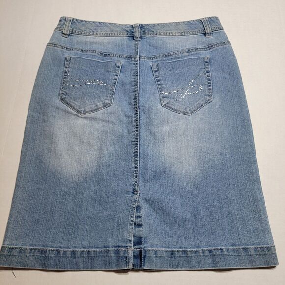 Style & Co. Denim Tummy Control Skirt w/ Bling - Size 6 - Picture 1 of 7